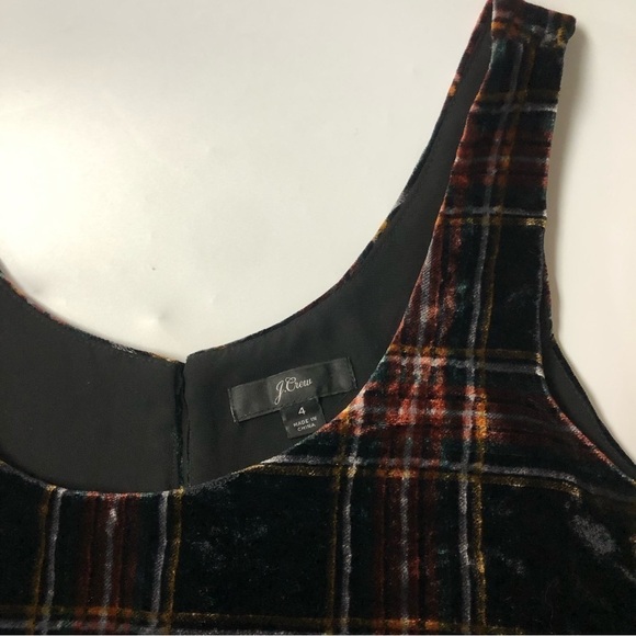 J Crew Stewart Black & Red Tartan Plaid Velvet Sleeveless Top Size 4 - Picture 6 of 10